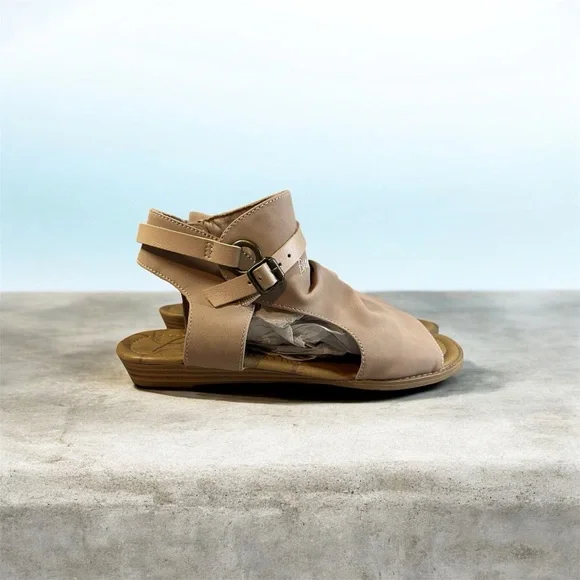 Blowfish Malibu Women's Balla Sandal Faux Suede Nude Blush 9.5 Slouch Zip - Picture 3 of 9